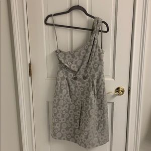 Anthropologie Silver One Shoulder Dress Size 6